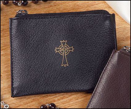 Black Leather Rosary Case